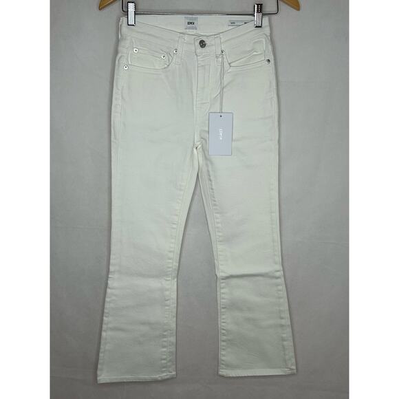 Edwin NWT Jeans Women White SZ 25 Cassia Boot Cut Mid Rise Flare Event Preppy - Picture 1 of 9
